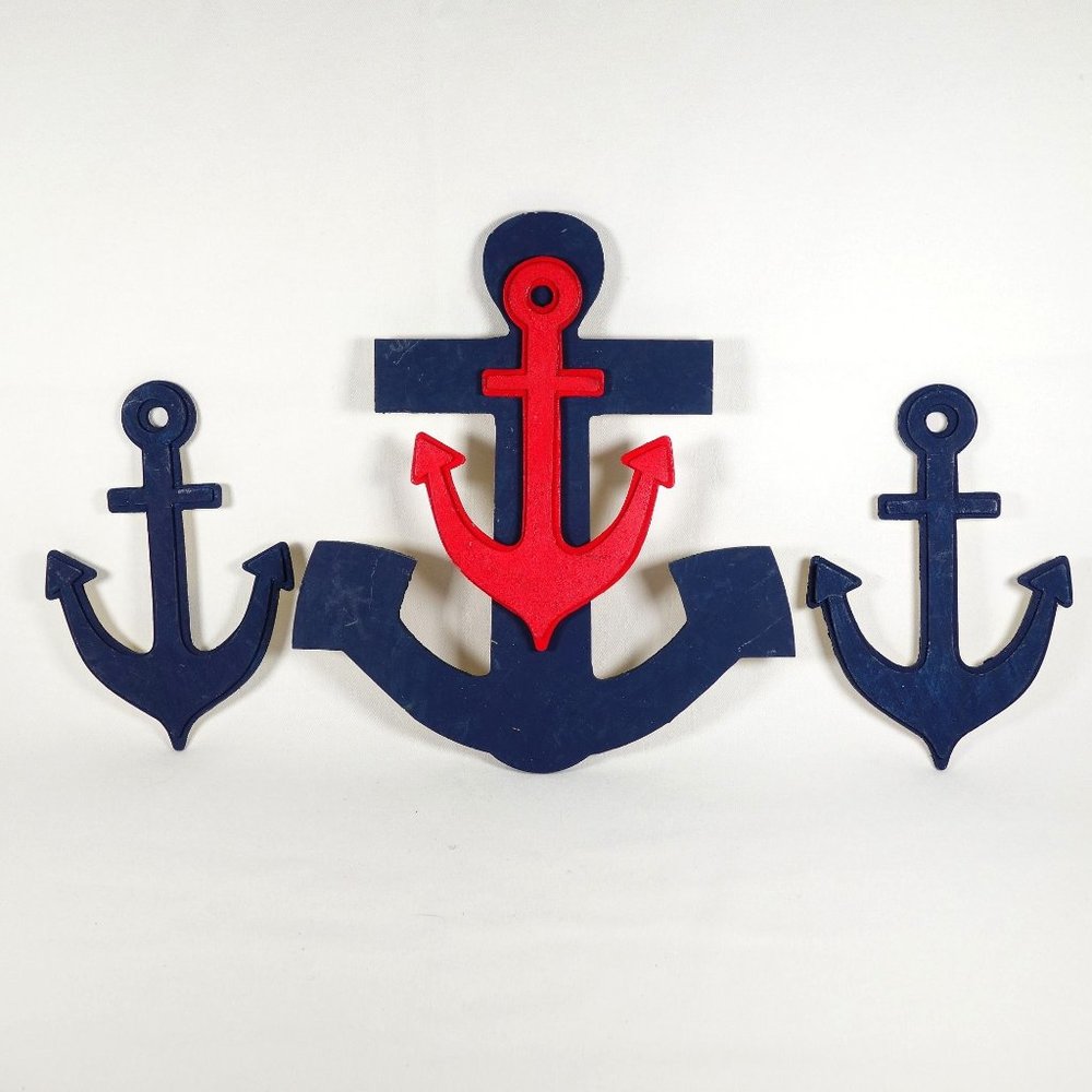 Nautical Themed Wood Anchors Home‎ Wall Nautical Beach Decor Hand Painted